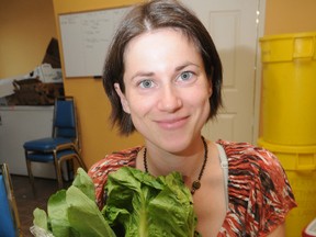 Amanda LeClair of Eat Local Sudbury shows off a produce basket. Today, the co-operative launches its Community Shared Agriculture Program, for which nine farmers have come together to provide weekly boxes of locally grown fresh vegetables to 20 Sudbury "shareholders."