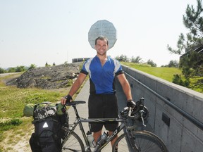 Cayse Ruiter stopped off in Sudbury on Wednesday afternoon, he is cycling across Canada to raise awareness to Canadians about the lack of organ and tissue donors, in memory of a friend.
