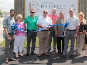 The Riopelle Group law firm has purchased the Ristimaki law practice in South Porcupine and will continue to carry on business there. An open house was held Thursday to mark the event. Those on hand included,  left to right, David Foster, Janice Kulik, Pierre Lambert-Belanger, Mayor Tom Laughren, Gord Conley, John Curley, Robert Riopelle, Sherry Bellemare and Dominique Lambert.