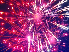 Fireworks lit up the night sky over Fort Saskatchewan's River Valley on Canada Day. Photo by Aaron Taylor.