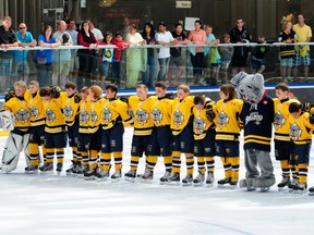 The Toronto Bulldogs downed Team Minnesota 7-3 in the semi-finals at the Brick Invitational Super Novice Hockey Tournament at West Edmonton Mall on July 6, 2013. The Bulldogs will play the B.C. Junior Canucks in the finals on Sunday. TREVOR ROBB QMI AGENCY