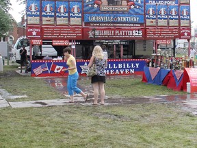 Mother Nature was not very kind to the organizers of the Chatham-Kent Ribfest, held over the past four days at Tecumseh Park in Chatham, Ont. Rain every day of the event left many areas of the park a soggy mess. (ELLWOOD SHREVE, The Daily News)