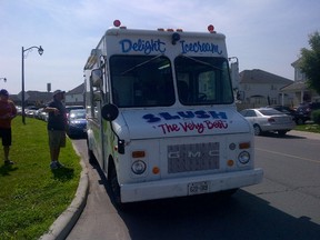 An ice cream truck driver gets a talking to on Saturday, July 6, 2013, after showing up at a charity event for CHEO. Organizers were upset by the truck's arrival as they say it took customers away from the vendors there to benefit the hospital. (Submitted photo)