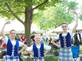 Thousands visited the 14th annual Kincardine Scottish Festival and Highland Games on July 5-7, 2013. L-R: Elisabeth Gillies, Abby Brown and Natalie Breen travelled from Waterloo to compete in the Highland Dance competition. (ALANNA RICE/KINCARDINE NEWS)