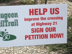 The Saugeen Rail Trail Association has received more than 2,000 signatures in the their petition for a safer crossing at Highway 21. The petition was presented to MP Huron Bruce Lisa Thompson.