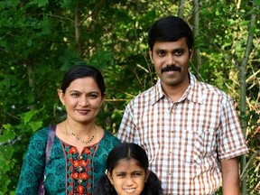 Physiotherapists Bala (Balasubramanian) Sundaram, his wife, Rajee (Rajeswari), and  their daughter Saadana, age eight, arrived in the Sault in March 2013. Bala and Rajee are currently working at the F.J. Davey Home and studying to write an exam to become registered physiotherapists in the Province of Ontario.