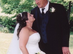 Larry Quesnel (right) with his youngest daughter Christa Brewster on her wedding day on June 10, 2005. (SUBMITTED)