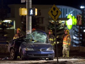RCMP confirmed that one person is dead after a two vehicle collision in the intersection of Hebert Road and St. Albert Trail occured at 8:20 p.m. in St. Albert, Alta., on Saturday, February 23, 2013. An indeterminate number of people were sent to hospital, and the deceased individual has yet to be identified. Ian Kucerak/Edmonton Sun/QMI Agency/FILE PHOTO