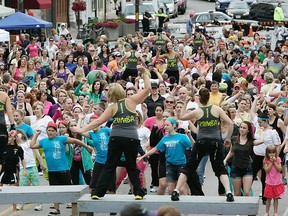 Zumba fans take part in an attempt to set a world record of Zumba participation in downtown Paris on Saturday, June 25, 2011. The fun returns for a fourth year on Saturday at Paris Streetfest. CHRISTOPHER SMITH/QMI Agency