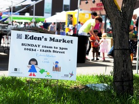 People gather at the grand opening of Eden’s Market at 10534-124 St. on Sunday. Photo by Trevor Robb/Edmonton Examiner