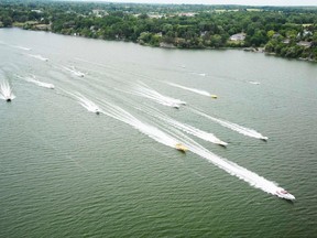 Submitted photo by Norm Rosen/Power Boating Canada
Boats roar down the Bay of Quinte in last year's Bay of Quinte Poker Run. Expect more of the same this weekend.