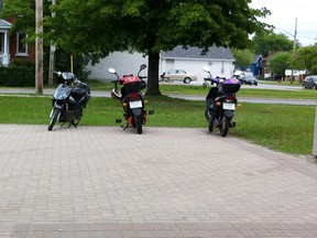 E-bikes parked in a courtyard at the North Bay Courthouse on June 7. (MARIA CALABRESE The Nugget)