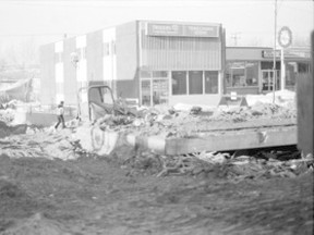 IMG 81.1177.06
One of several Pat’s Creek overflow photographs from the Peace River Museum, Archives and Mackenzie Centre. The recent overflow was not as devastating as this one seems to be. The Trader’s Finance building now houses Subway. Photo Submitted.