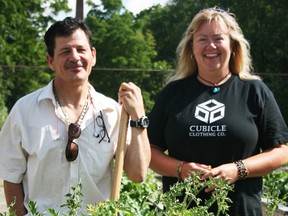 Union Place gardener Randy Sillars and Teresa Pearson, the CMHA's Leisure Links Site Coordinator in Owen Sound, at the gardens at St. George's. Tracey Richardson photo.