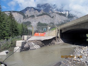 Legacy Trail near the Minnewanka Exit into Banff off the Trans-Canada Highway shows some of the extensive damage the paved trail system endured during recent flooding. Supplied photo