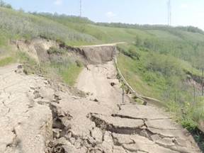 Photo submitted
Last week, a road section approximately 20 meters long failed and slid causing a portion of 12 Foot Davis Road to be closed off to all users.