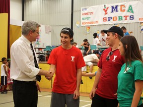 With such a large group at 2013 Summer Camp, it’s no wonder the Timmins Family YMCA is appreciative of the extra help provided by the Canada Summer Jobs Program. MP Charlie Angus (NDP – Timmins-James Bay) was at the Timmins YMCA on Wednesday to praise the benefits of the $307,000 provided and 138 student jobs created by the program. He met with the three newest members of the Timmins Family YMCA team: Aaron Michaud, second from left, Nick Sheculski and Seija Alberton.