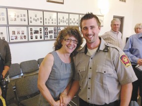Devon peace officer Mike George with mayor Anita Fisher.