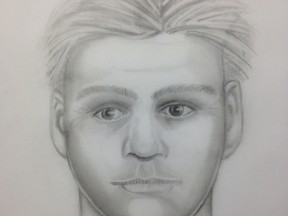 RCMP sketch of a suspect involved in acts of indecent exposure at Quarry Lake in Canmore.