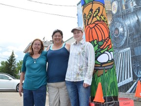From left, Nancy Busse, Christiana Munch and Lisa Lohr. 
The Stony Plain Farmers’ Market is located at the Community Centre at 51 Street and 51 Avenue in downtown and runs every Saturday from 9 a.m. to 1 p.m. For more information contact spfm@live.ca. 
The Stony Plain Heritage Farmers’ Market is located at the Heritage Park Pavilion, 5100 41 Ave., Stony Plain, and runs every Saturday from 9 a.m. to 1 p.m. For more information contact heritagefm@multicentre.org. 
The Spruce Grove Farmers’ Market is located at 100 Railway Ave., Spruce Grove (Grain Elevator Site), and is open every Saturday from 9:30 a.m. to 1:30 p.m. For more information contact sgfarmersmarket@hotmail.com. - Thomas Miller, Reporter/Examiner