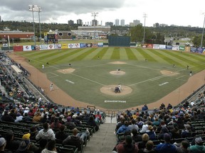 A proposed canal project could see Telus Field surrounded by water in a defelopment that includes restaurants, bars and condos in Rossdale. (Ian Kucerak, Edmonton Sun file)