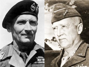 Gen. Bernard Montgomery (left) commanded the British Eighth Army, which included the 1st Canadian Infantry Division and the 1st Canadian Tank Brigade, in Sicily, while Gen. George Patton (right) commanded the U.S. Seventh Army.