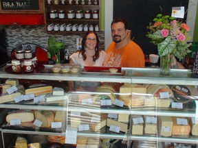 Lindsay Dawdy and Paul DiVito opened the Three Blind Mice gourmet cheese shop on the corner of Colborne St. and Murray St. Friday, July 12, 2013. (MICHAEL-ALLAN MARION Brantford Expositor)