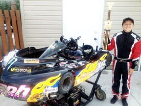 Jake Hooker, 12, of Chatham is a champion in the Border Wars go-kart series held at tracks in Indiana and Ohio. (Contributed Photo)