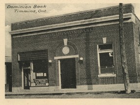 Recognize this local landmark? The Dominion Bank building is still located on Pine Street South. Photo courtesy of Timmins Museum: National Exhibition Centre