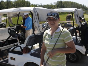 The sun shone brightly on Sunday afternoon as teams took to the links for the second-annual Timmins and District Humane Society Fore Paws charity golf tournament at the Hollinger Golf Club. Event organizer, Chelsey Romain, who is also an animal cruelty agent, took a moment to pose with her golf cart after spending weeks ensuring that the tournament could run as smoothly as possible.