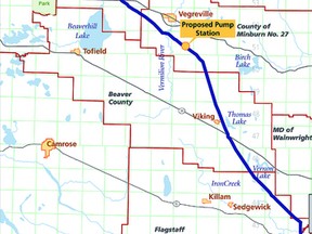 The proposed 200-kilometre Heartland Pipeline project would start in Strathcona County. Graphic Courtesy Heartland Pipeline Project team
