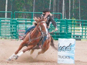Tristan Johner rode in the junior barrels event at the Whitecourt Woodlands Rodeo on Sunday July 14 and got a time of 19:64:6
