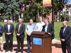 KEVIN RUSHWORTH HIGH RIVER TIMES/QMI AGENCY. Doug Griffiths, chair of the ministerial flood recovery task force, helps to roll out the the new provincial guidelines for developing in flood hazard areas.