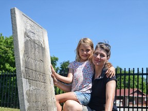 Tamsen Tillson and her daughter Kismet Tillson Hunter helped mark the 175th anniversary of the Tillsonburg Pioneer Cemetery on Saturday. Tamsen is named after George Tillson's daughter Tamsen S., who died July 17, 1838 at the age of 20. CHRIS ABBOTT/TILLSONBURG NEWS