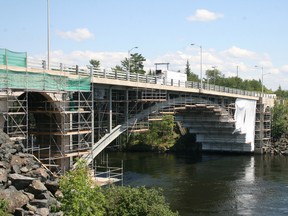 Scaffolding encapsulates the superstructure as workers proceed with repairs and rehabilitation of the Winnipeg River West Branch Bridge on Highway 17 West in Kenora.
REG CLAYTON/Daily Miner and News