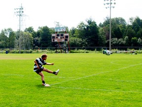 Jake Colley converting a try.