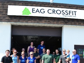 After their first event which was part of the one year celebration of EAG Crossfit in Port Elgin on July 6, the group posed for a photo prior to their next event which tested their strength and jerking techniques.