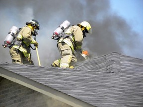 Quinte West firefighters battled a stubborn blaze at 49 Fleming Road Tuesday afternoon. Fire chief John Whelan said extreme heat and high winds could have made the situation worse. There were no injuries.