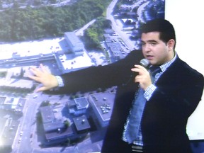 Levon Nazarian stands before a photo of the Algo Centre Mall.
Photo by DAVID BRIGGS/FOR THE STANDARD