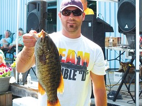 An angler showing off a nice smallmouth at th 2012 Bronzeback Classics.
PHOTO SUPPLIED