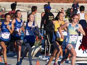 Quinte West Track Club's Rachel Faulds competes in the 3,000m at last weekend's Canadian Junior Track and Field Championships in St. Therese, Que. Faulds, in her final competition before heading to West Virginia University on a scholarship this fall, finished sixth.