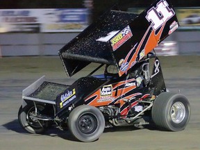 Picton's Chris Jones takes a victory lap following his first Southern Ontario Sprints feature win of the season Saturday at Brighton Speedway.