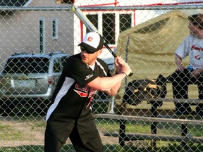 A member of the Sierra Centuries slopitch team steps up to the plate to bat as they take on the Voodoo during round one of the Casey’s Bar and Grill Men’s Slopitch League.
GRACE PROTOPAPAS/KENORA DAILY MINER AND NEWS