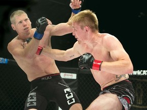 Trent ‘Slaughter’ House lands this solid punch to the jaw of opponent Brandon Shorter to drop him 36 seconds into the second round of a July 12 AFC match. House used his reach advantage to keep Shorter outside until he could line up the powerful blow.