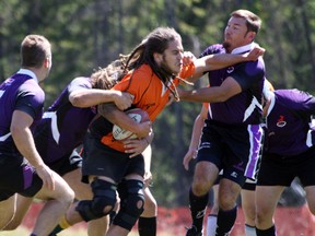 Alex (Boof) Boston, centre, has been involved with rugby in Banff for seven years. File photo