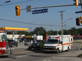 A 53-year-old motorcyclist from Sudbury suffered serious injuries after a head-on collision with a pickup truck Tuesday evening. DAVE DALE/QMI AGENCY
