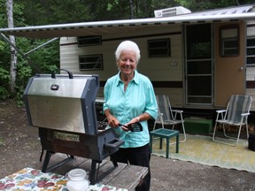 Vera Downey stands in her "kitchen" at Finlayson Point Provincial Park in Temagami, Thursday. Downey has been visiting the park since 1932 -- the year the park, then called Bartlett's Point, officially opened.