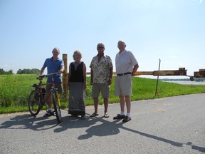 Chris and Leslie Rowntree, Gerben Schaille and Chris Crober all live along Lakeshore Drive and are opposed to a project that would see at least two large grain silos constructed in their neighbourhood.
Cheryl Brink staff photo