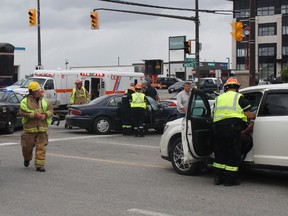 Timmins Police, fire and ambulance services responded to a collision at the intersection of Algonquin Boulevard and Brunette Road shortly before 1 p.m. on Friday. A number of vehicles were involved in the collision, chiefly a blue Buick Century and a white Dodge Journey. Both drivers were sent to hospital with injuries, the seriousness of which has yet to be determined. The accident resulted in major grid lock as Police shut down the major intersection and re-directed traffic around the collision. Timmins Police are currently investigating the cause of the collision.