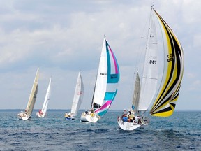 Hundreds of boats, like those in this Port Huron Times Herald file photo, will take to Lake Huron waters Saturday as the 89th annual Bayview Mackinac Race gets underway. (Times Herald file photo)